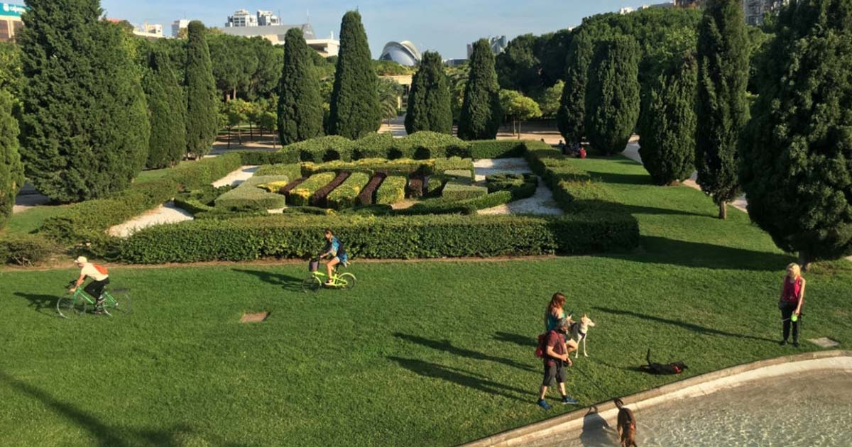 Dia soleado en el Jardín del Turia en Valencia