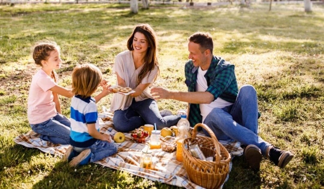Familia de picnic en el parque